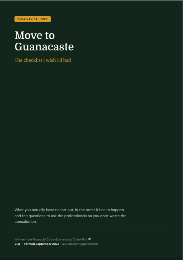 The first page of the Move to Guanacaste checklist
